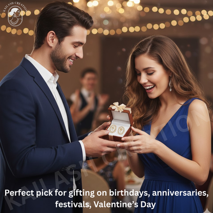 Golden Rose Oval Stud Earrings for Women and Girls Stylish