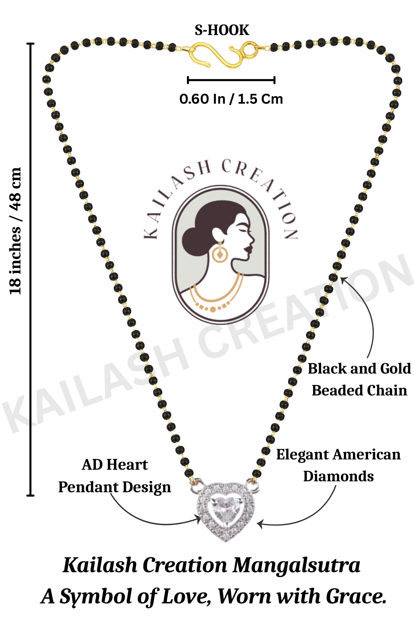 American Diamond 18 Inches Tanmaniya Mangalsutra Necklace for Women