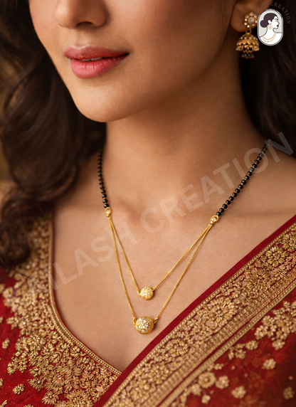 Gold Plated Mangalsutra with Black Beads for women Stylish
