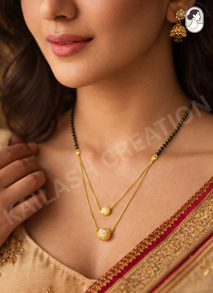 Gold Plated Mangalsutra with Black Beads for women Stylish