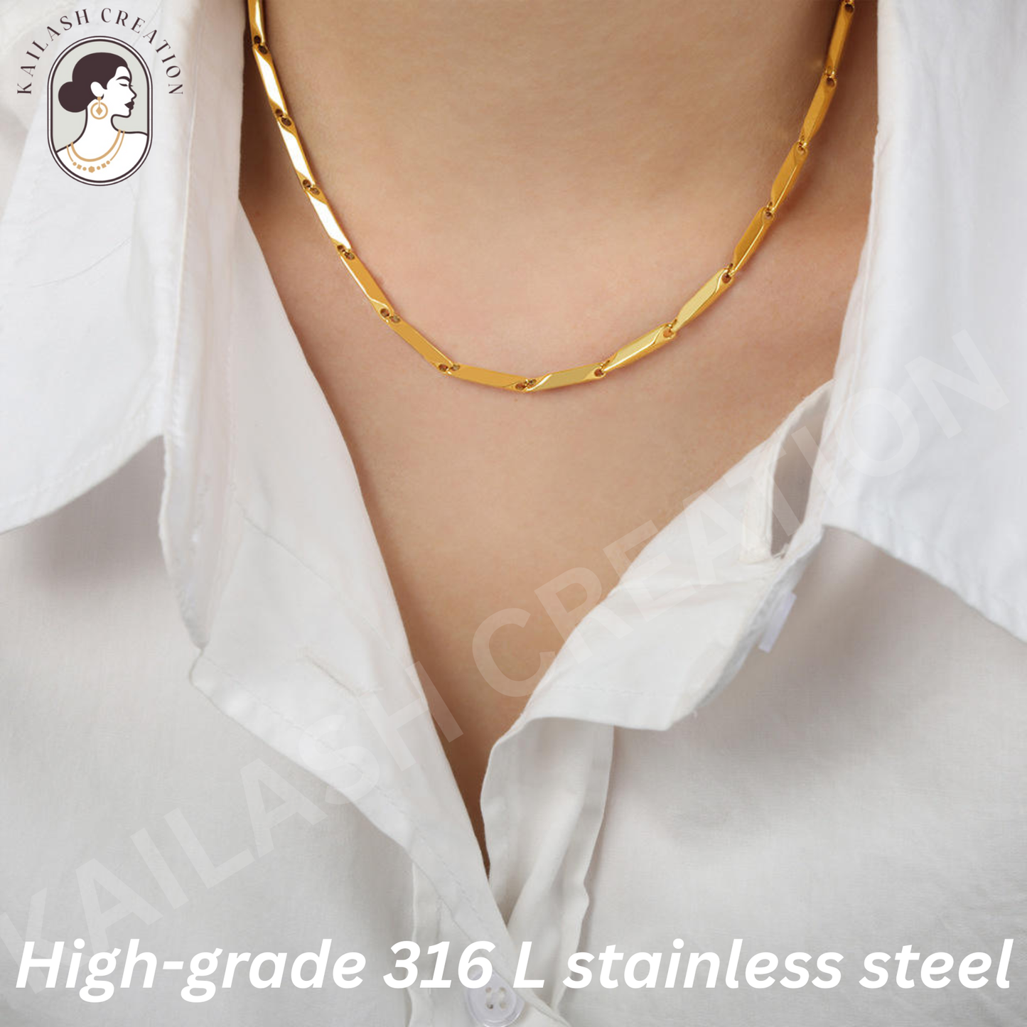 Anti Tarnish 316L Stainless Steel Rice Chain for Men and Boys