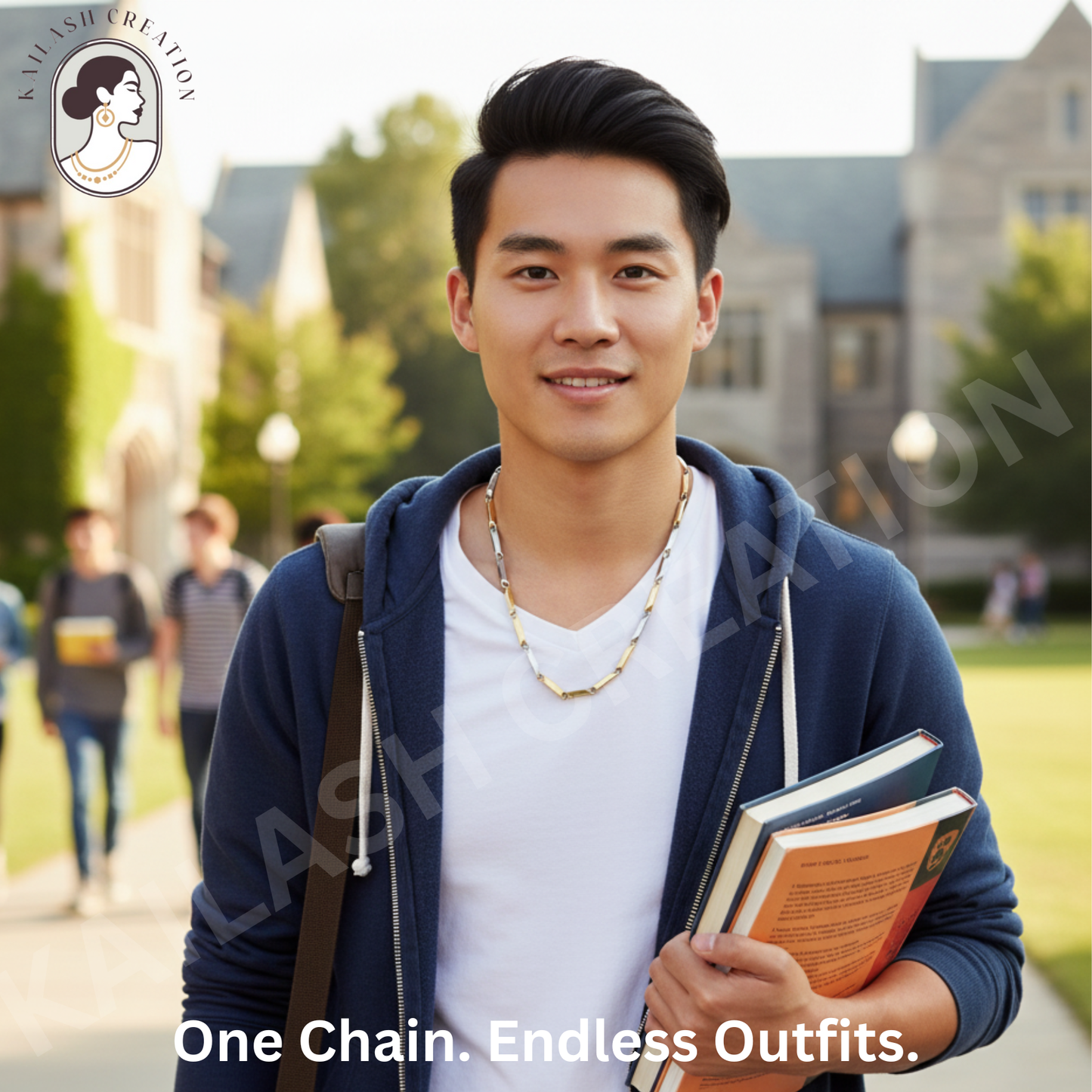 Anti Tarnish 316L Stainless Steel Rice Chain for Men and Boys