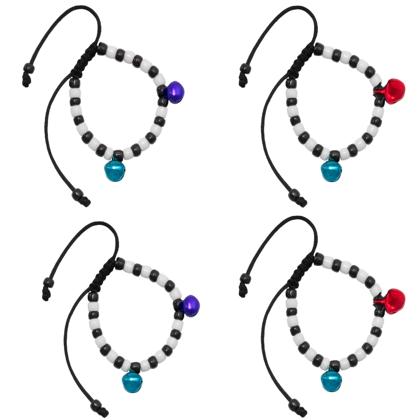 Adjustable Black & White Beads Thread with Multicolor Ghungroo Baby Nazariya Bracelets