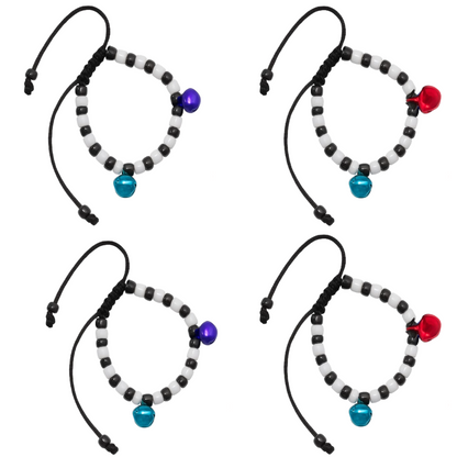 Adjustable Black & White Beads Thread with Multicolor Ghungroo Baby Nazariya Bracelets