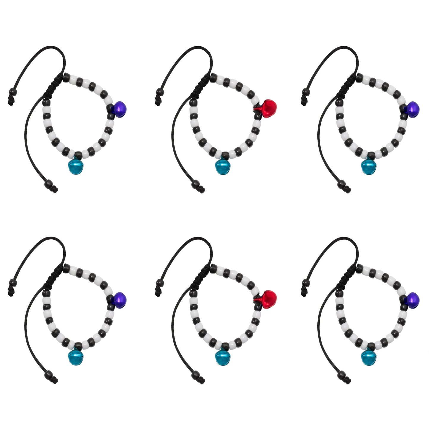 Adjustable Black & White Beads Thread with Multicolor Ghungroo Baby Nazariya Bracelets