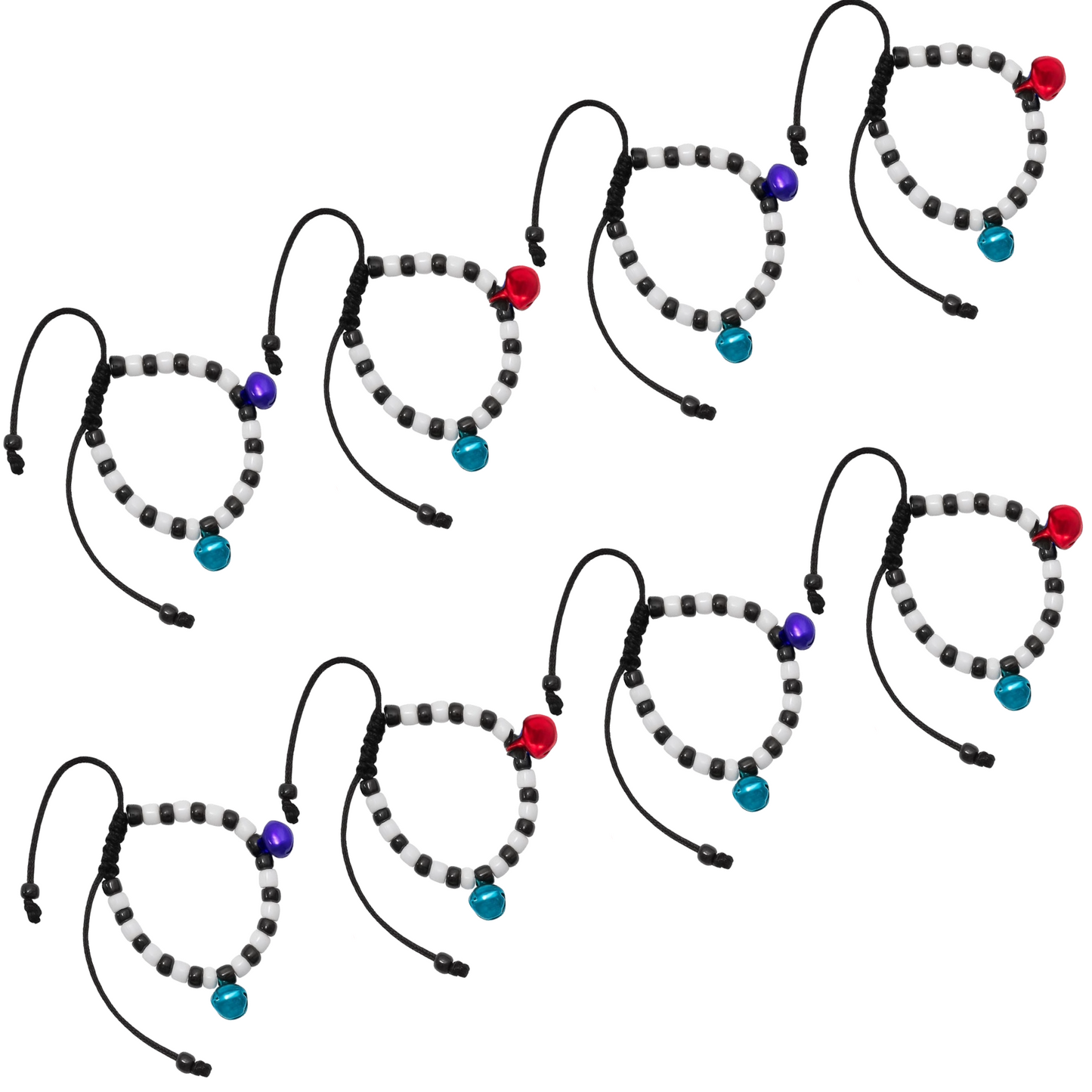 Adjustable Black & White Beads Thread with Multicolor Ghungroo Baby Nazariya Bracelets