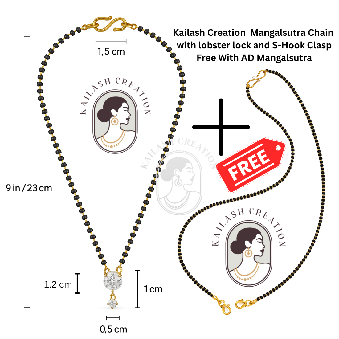 American Diamond Round Single Stone Gold Plated Mangalsutra for Women
