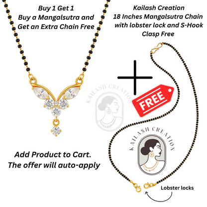 American Diamond Butterfly Pendant Mangalsutra for Women
