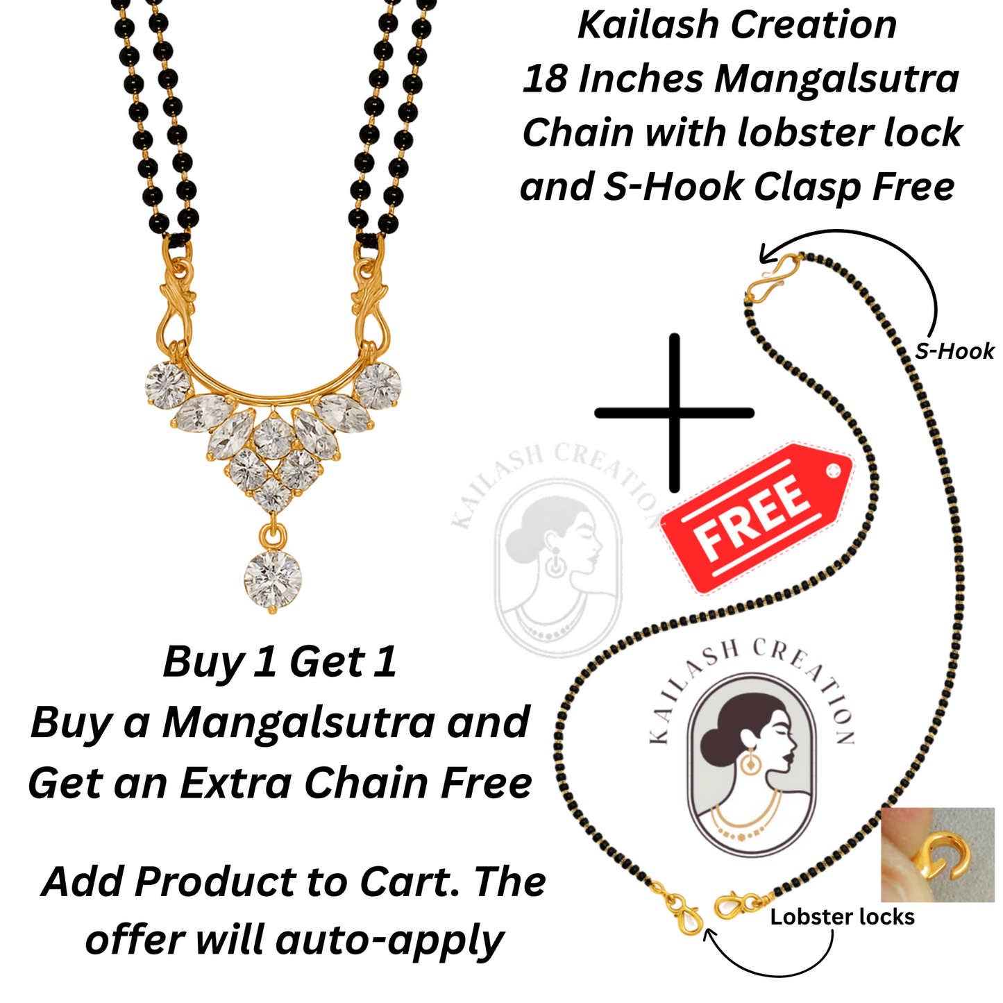 American Diamond Gold Plated Mangalsutra for Women