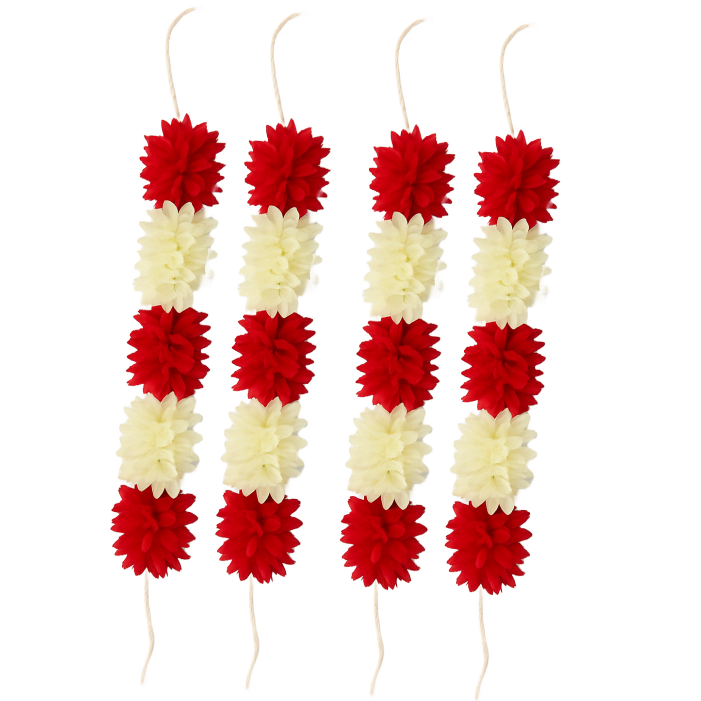 Reusable Artificial Mogra Flower Hair Garland for Women - Off White and Red - 15 Inches