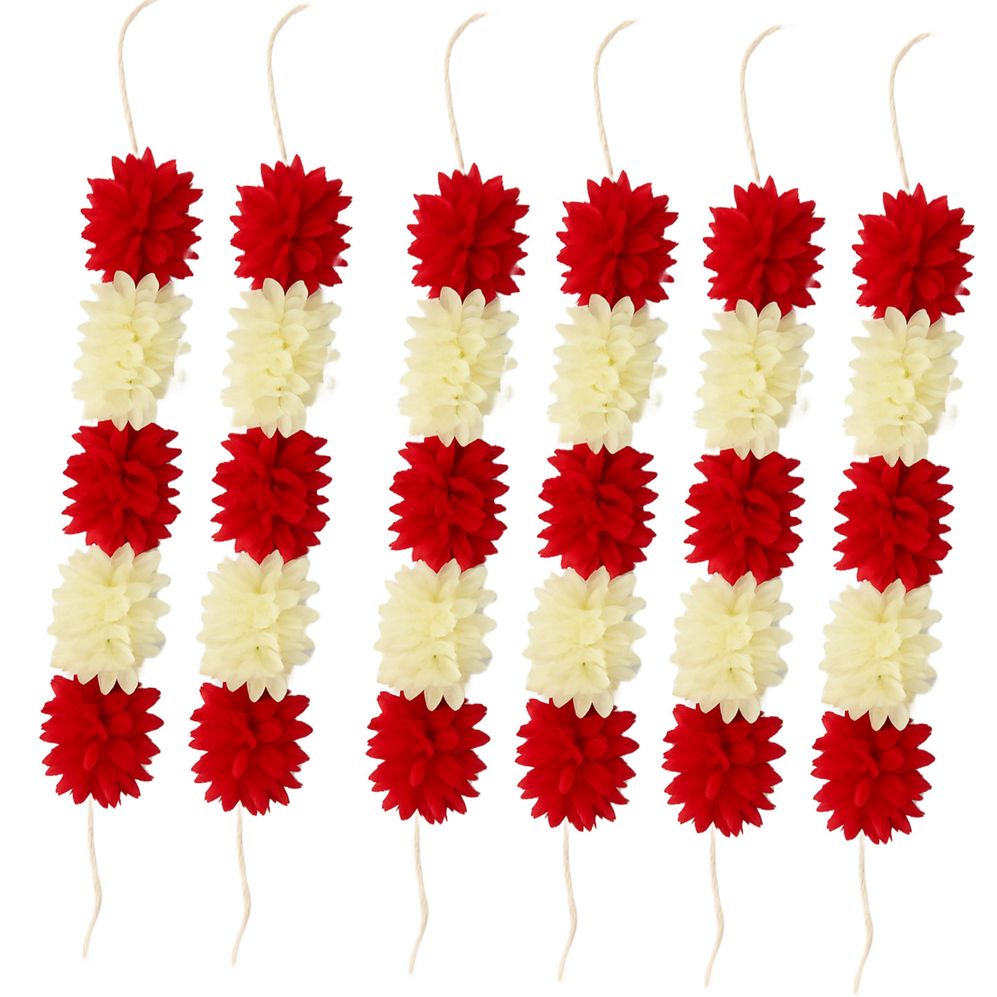 Reusable Artificial Mogra Flower Hair Garland for Women - Off White and Red - 15 Inches