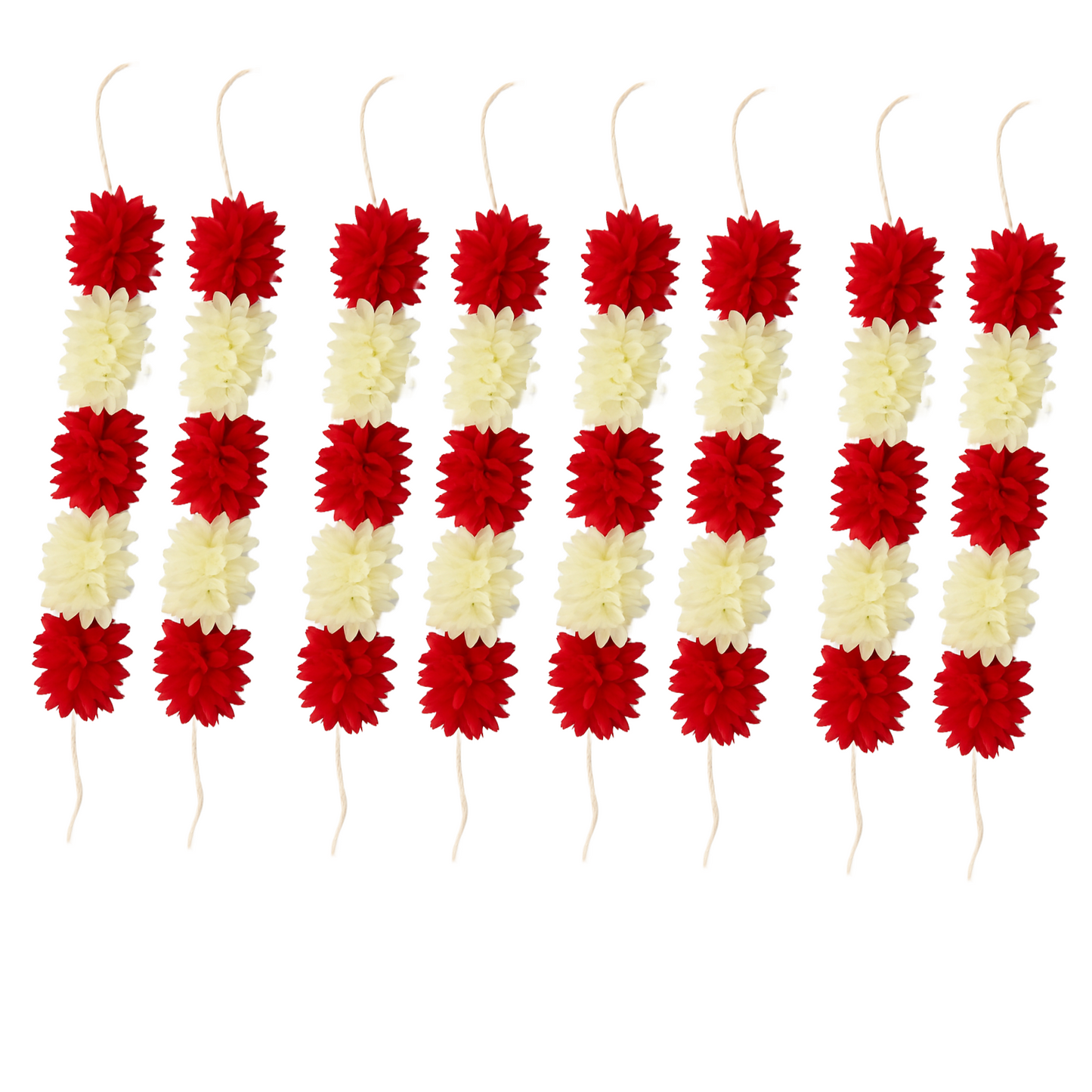Reusable Artificial Mogra Flower Hair Garland for Women - Off White and Red - 15 Inches