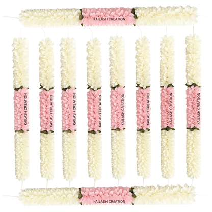 Reusable Artificial Mogra Flower Hair Garland for Women - Pink - 15 Inches