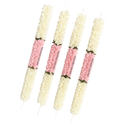 Reusable Artificial Mogra Flower Hair Garland for Women - Pink - 15 Inches