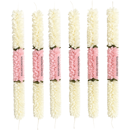 Reusable Artificial Mogra Flower Hair Garland for Women - Pink - 15 Inches