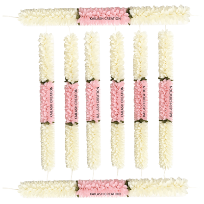 Reusable Artificial Mogra Flower Hair Garland for Women - Pink - 15 Inches