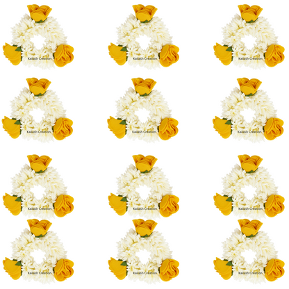 Artificial Mogra Gajra with Scented Jasmine Yellow Flower for Hair Bun & Braids