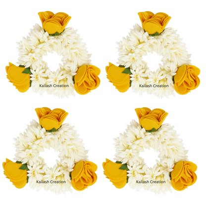 Artificial Mogra Gajra with Scented Jasmine Yellow Flower for Hair Bun & Braids