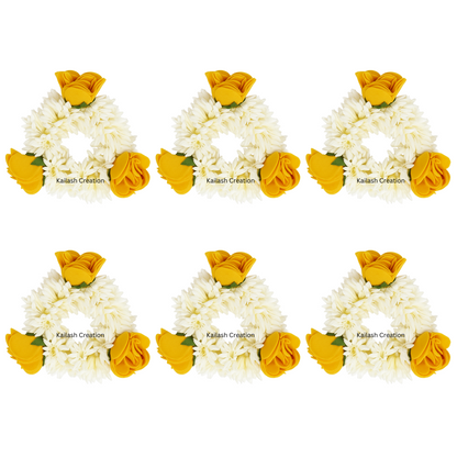 Artificial Mogra Gajra with Scented Jasmine Yellow Flower for Hair Bun & Braids