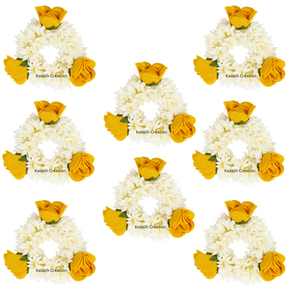 Artificial Mogra Gajra with Scented Jasmine Yellow Flower for Hair Bun & Braids