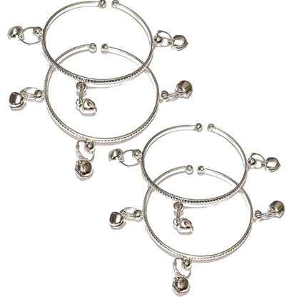 Silver Plated Adjustable Ghungroo Kada Bracelet for NewBorn and Toddler