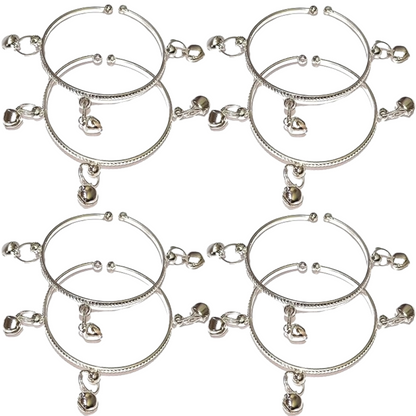Silver Plated Adjustable Ghungroo Kada Bracelet for NewBorn and Toddler