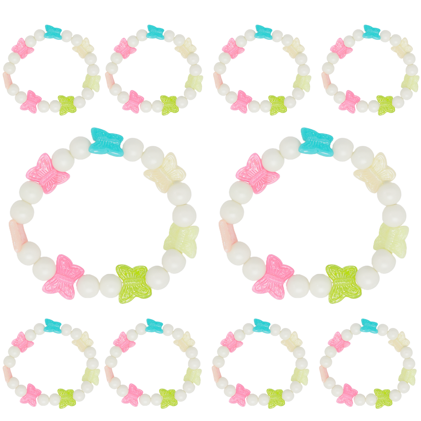 Kids Girls Colorful Butterfly Cute Beaded Bracelet