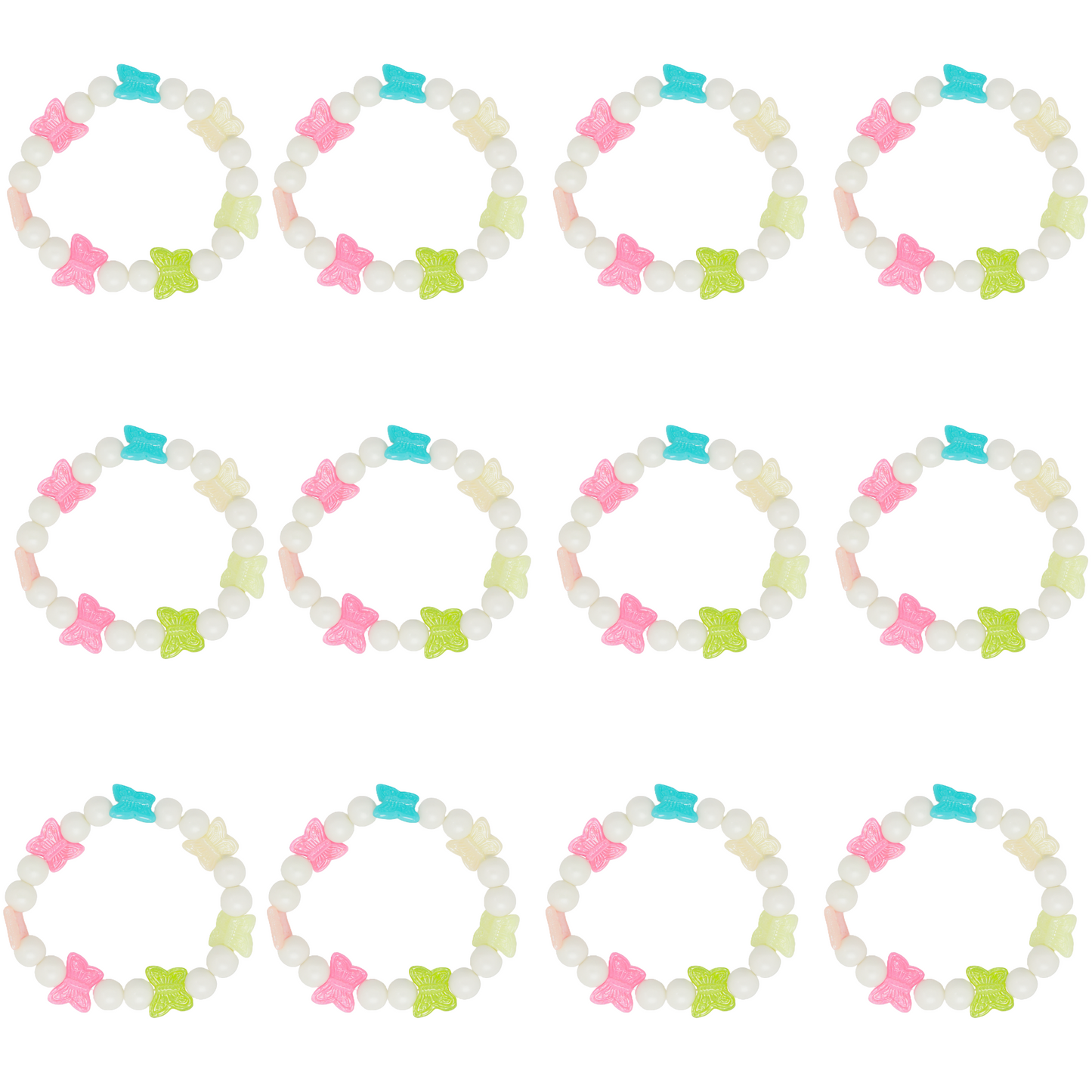 Kids Girls Colorful Butterfly Cute Beaded Bracelet