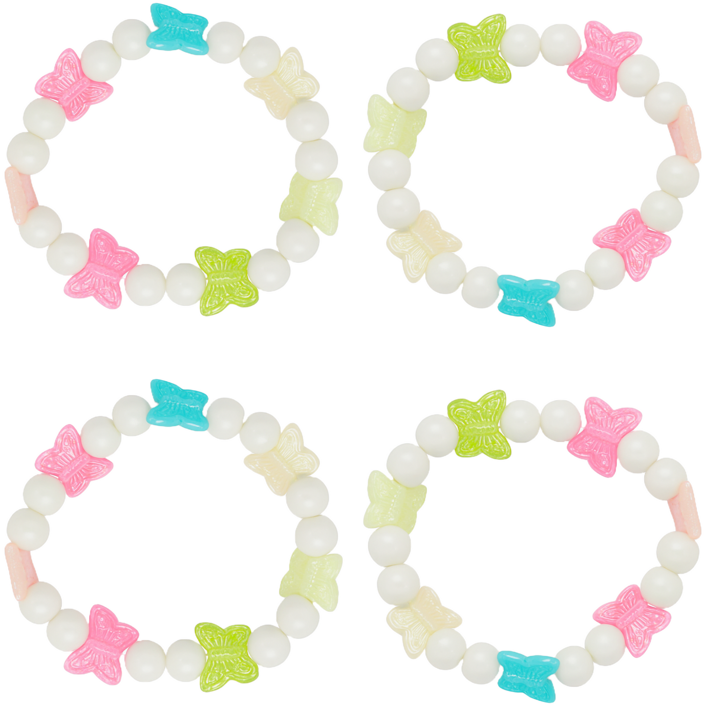 Kids Girls Colorful Butterfly Cute Beaded Bracelet