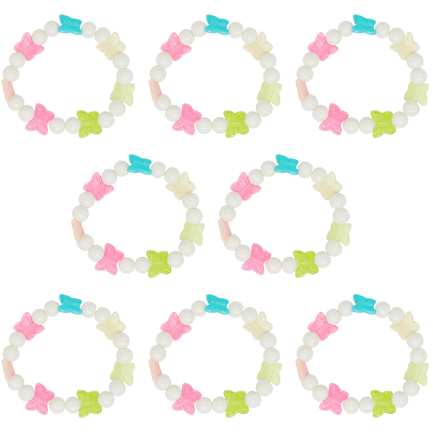 Kids Girls Colorful Butterfly Cute Beaded Bracelet