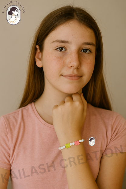 Kids Girls Colorful Butterfly Cute Beaded Bracelet