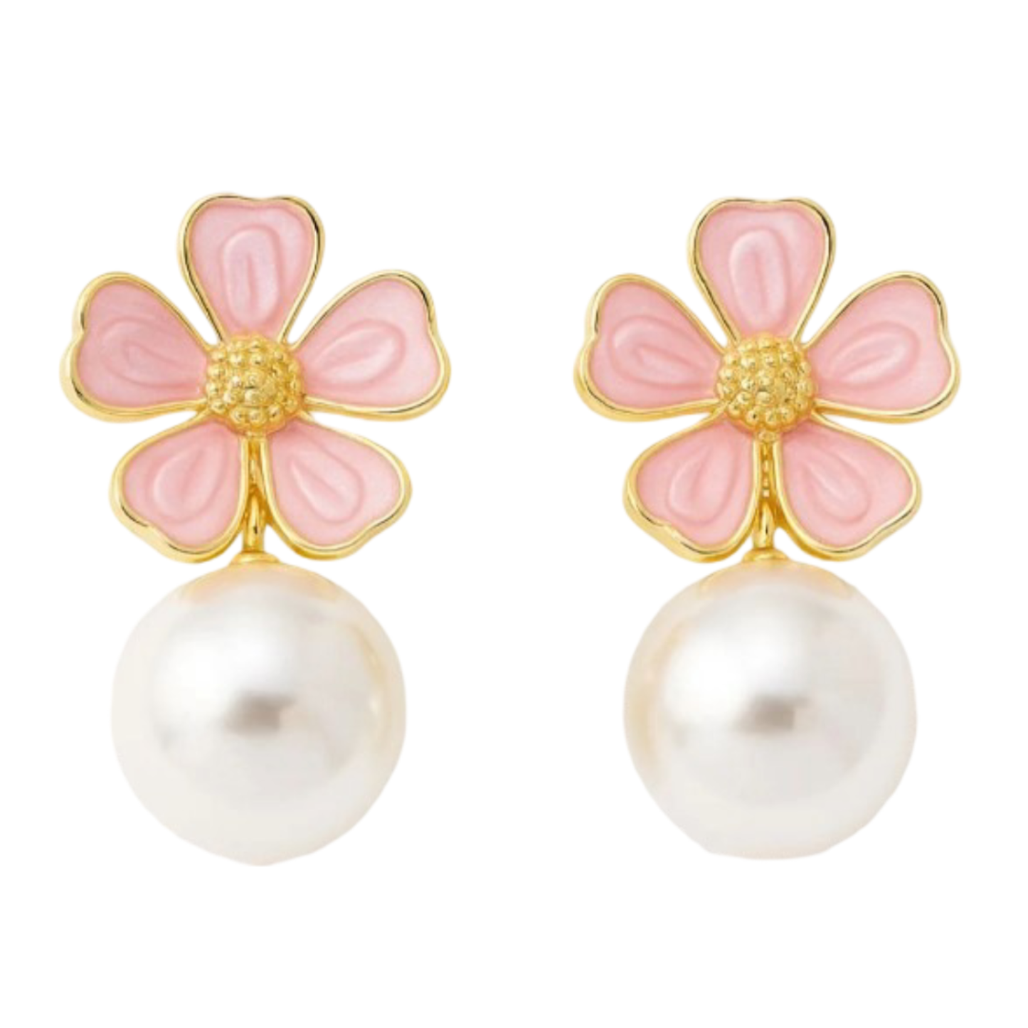 Floral Petal Shape with Round Pearl Drop for Women and Girls