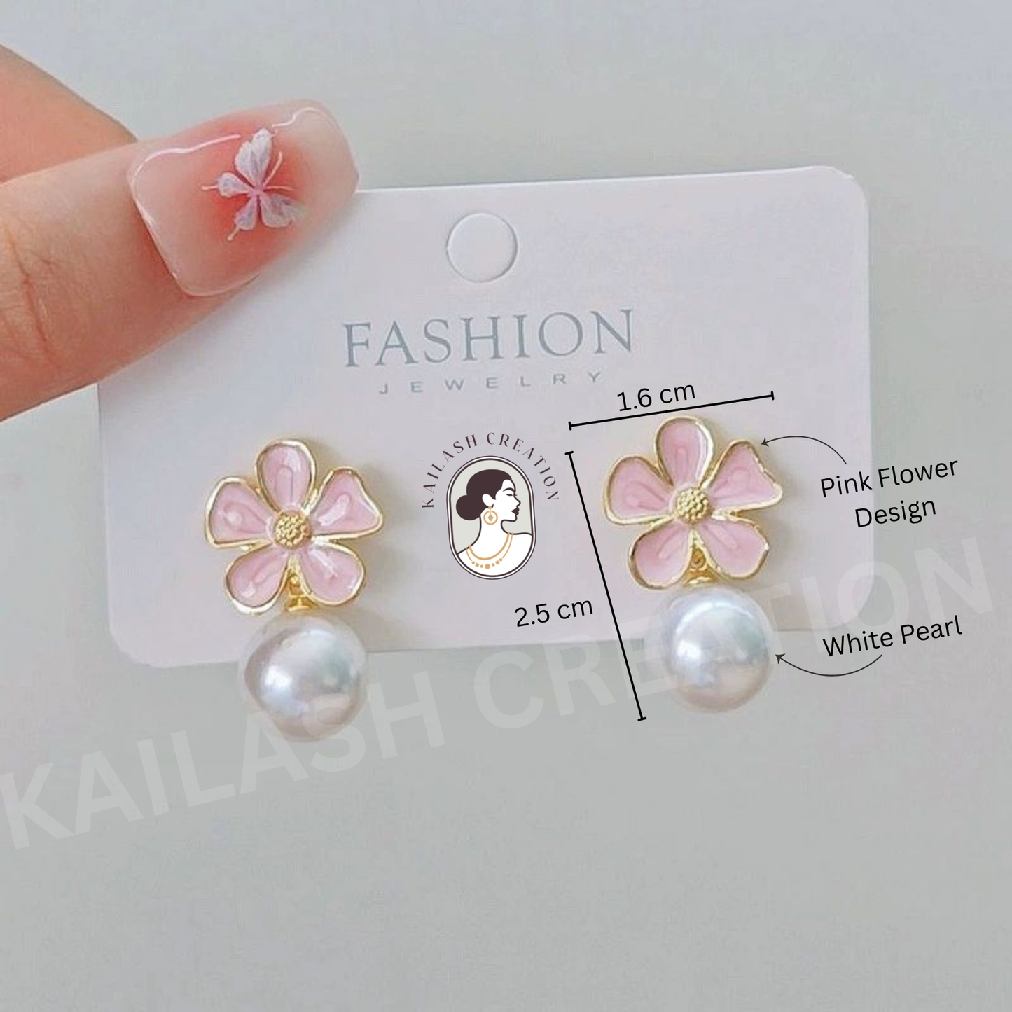 Floral Petal Shape with Round Pearl Drop for Women and Girls