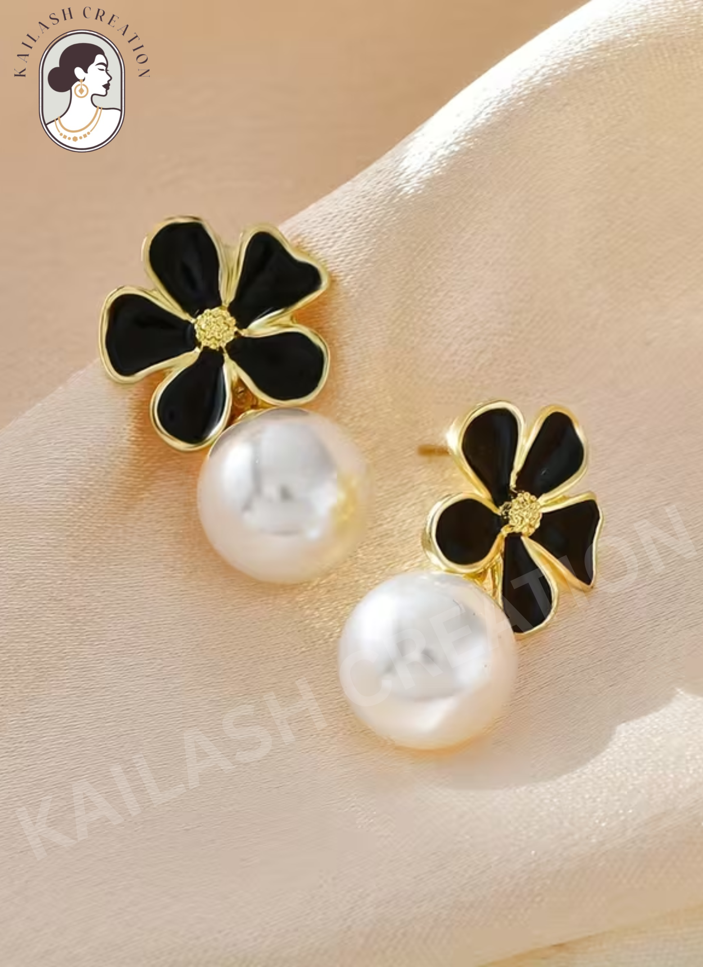 Floral Petal Shape with Round Pearl Drop for Women and Girls