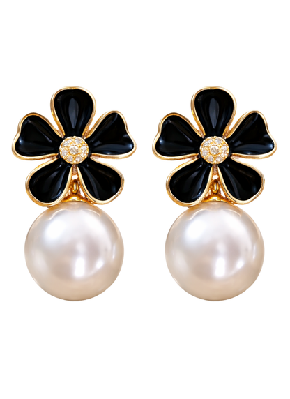 Floral Petal Shape with Round Pearl Drop for Women and Girls