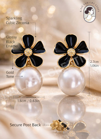 Floral Petal Shape with Round Pearl Drop for Women and Girls