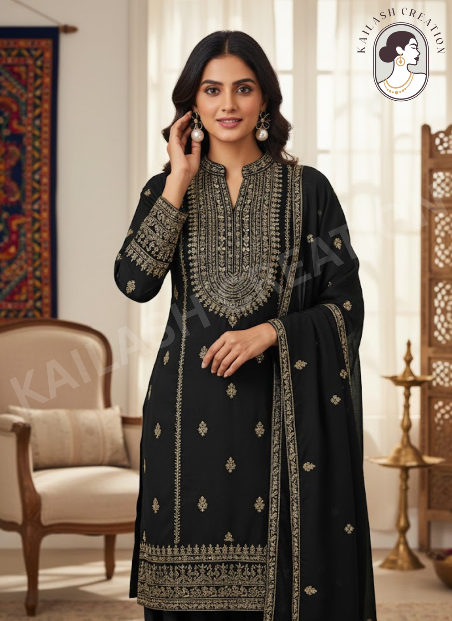 Floral Petal Shape with Round Pearl Drop for Women and Girls