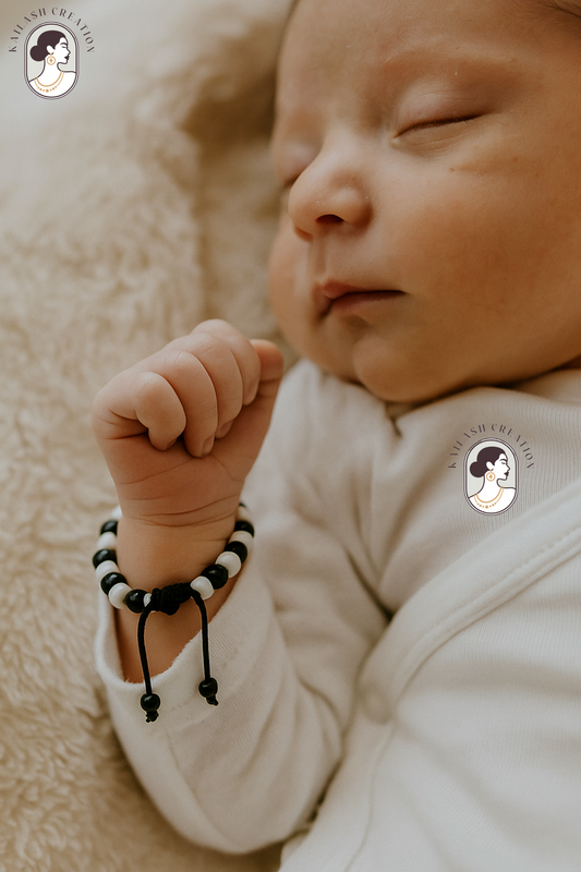 Adjustable Black & White Beads Thread Baby Nazariya Bracelets