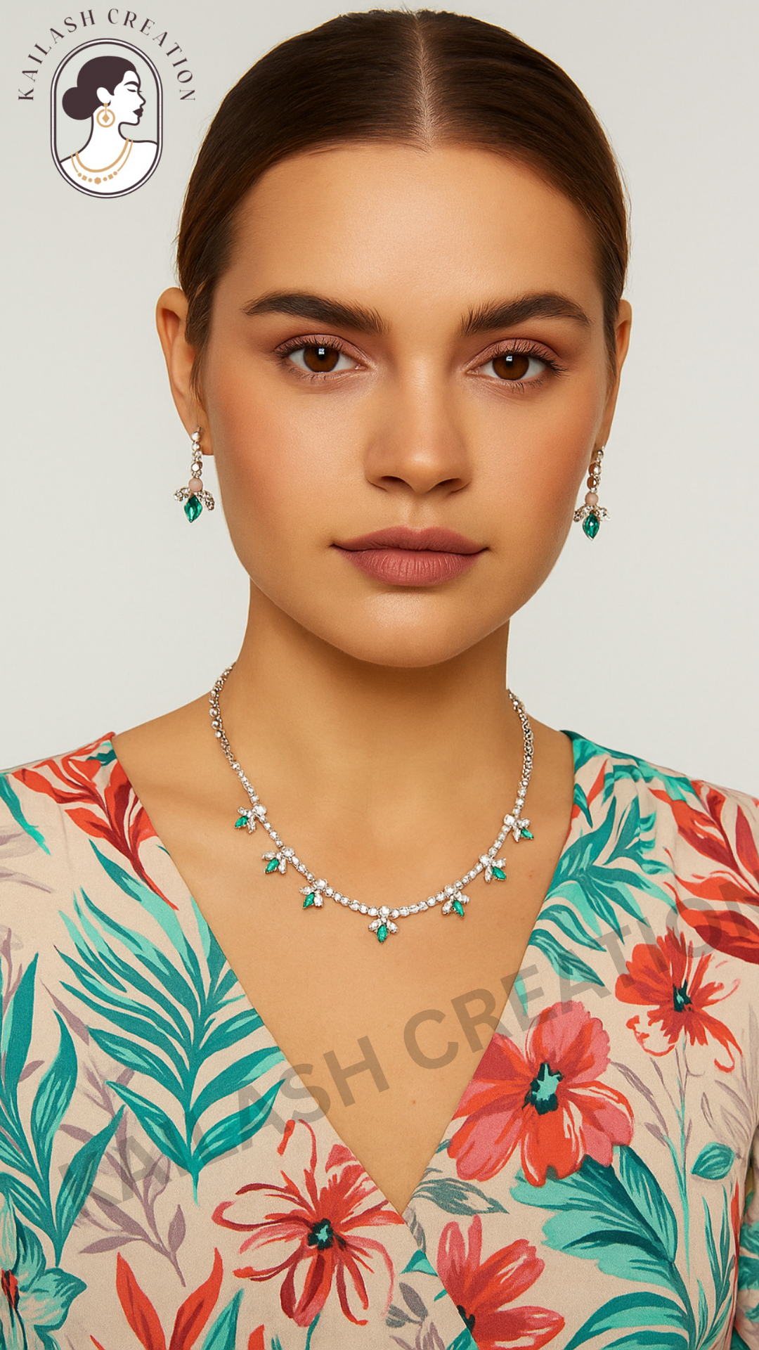 Floral Pastel Necklace & Earring Set for Women & Girls