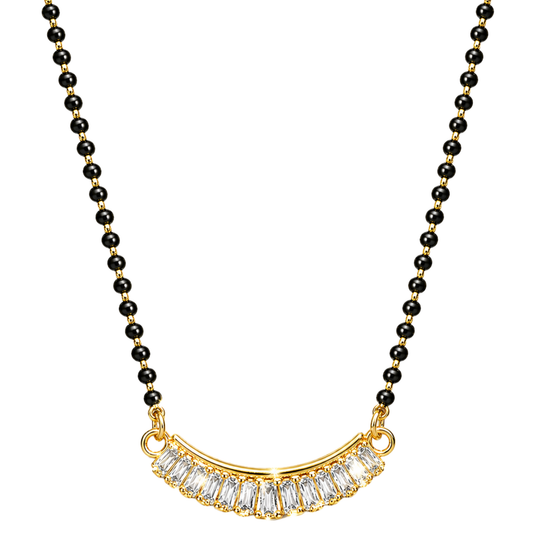 Curved Gold Plated American Diamond Mangalsutra for Women
