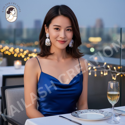 Floral Design Gold-Plated Contemporary Drop Earrings for Women & Girls