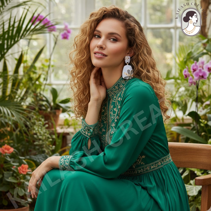 Floral Design Gold-Plated Contemporary Drop Earrings for Women & Girls