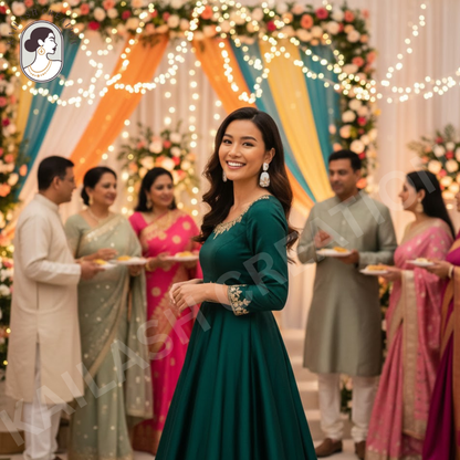 Floral Design Gold-Plated Contemporary Drop Earrings for Women & Girls