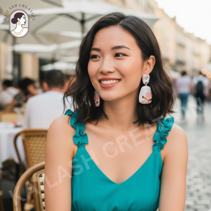 Floral Design Gold-Plated Contemporary Drop Earrings for Women & Girls