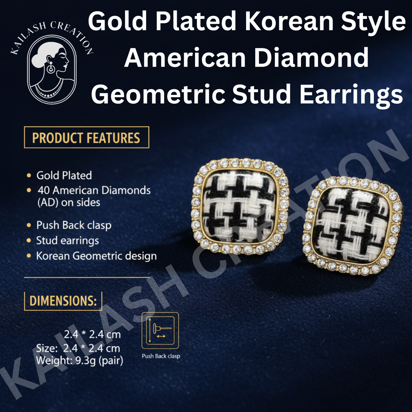 Vintage Diamond Romantic Korean Geometric Earrings for Women