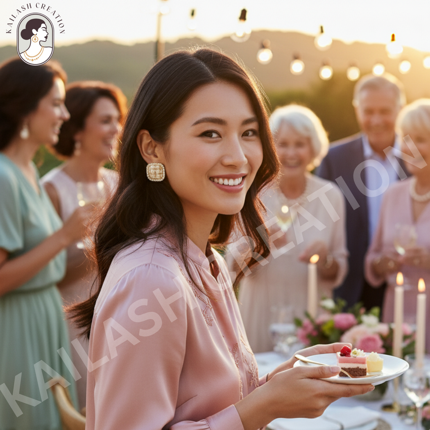 Vintage Diamond Romantic Korean Geometric Earrings for Women