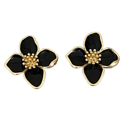 Gold Plated Rose Flower Hibiscus Earrings for Women Stylish