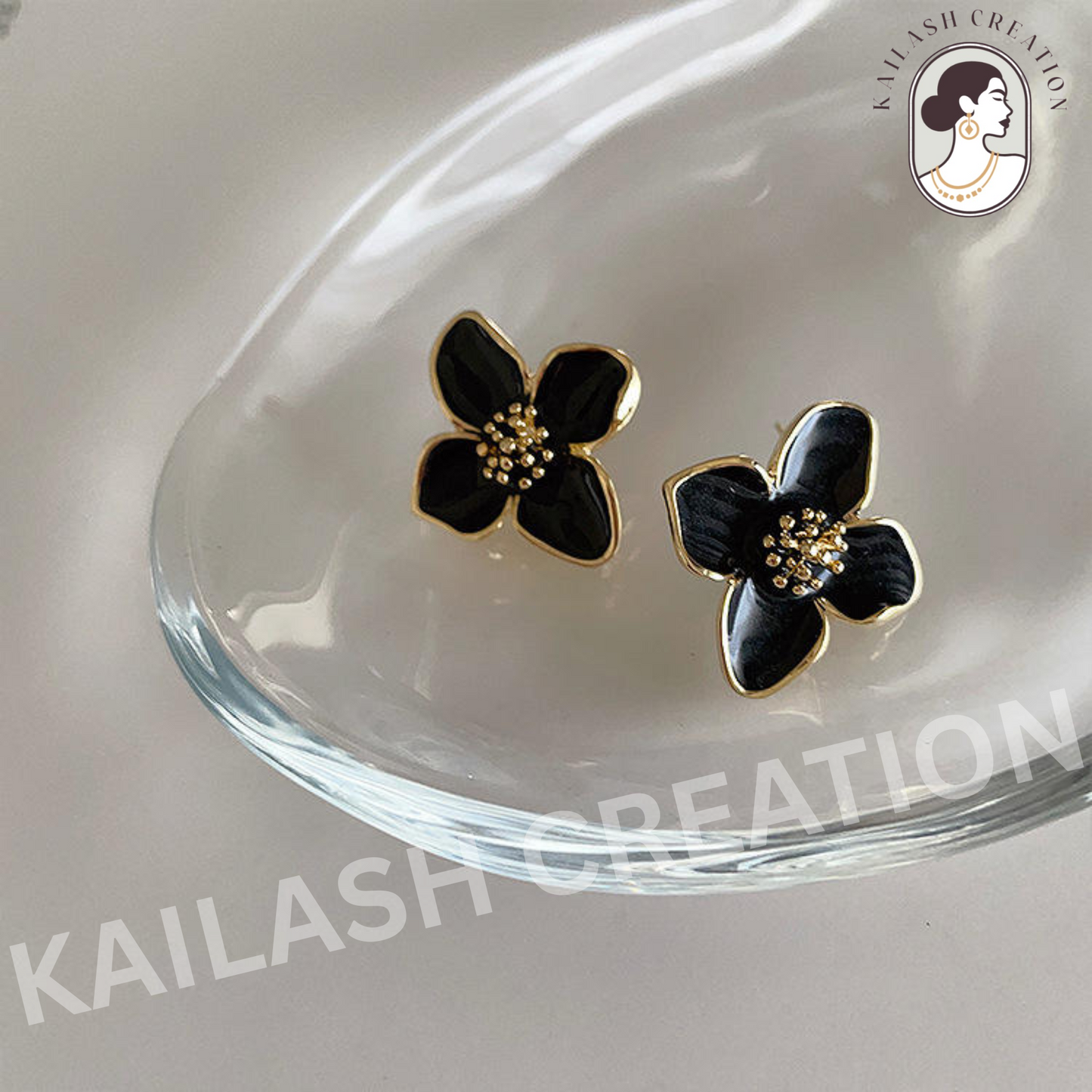 Gold Plated Rose Flower Hibiscus Earrings for Women Stylish