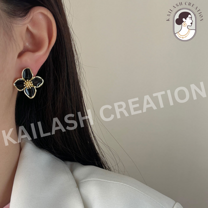 Gold Plated Rose Flower Hibiscus Earrings for Women Stylish