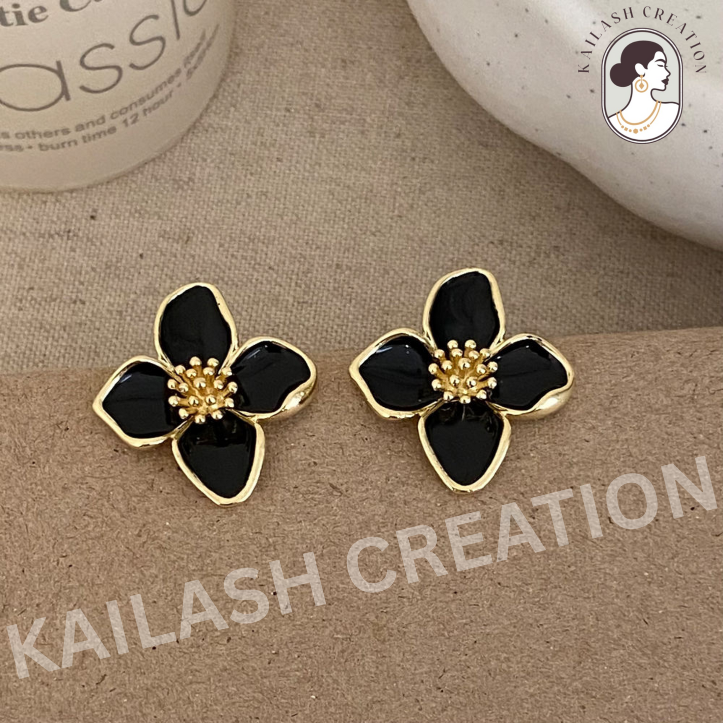 Gold Plated Rose Flower Hibiscus Earrings for Women Stylish